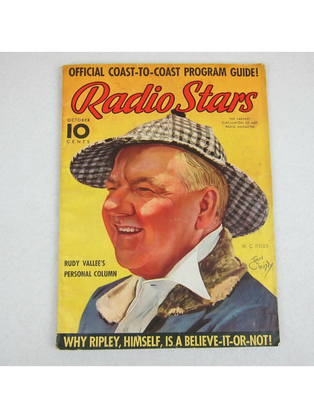 Radio Stars Magazine October W.C. Fields Earl Christy Cover Vintage 1937 RARE